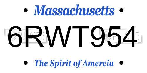 6RWT954 Massachusetts License Plate