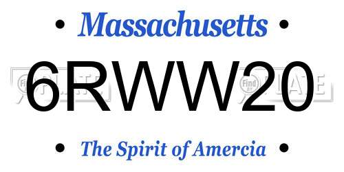 6RWW20 Massachusetts License Plate