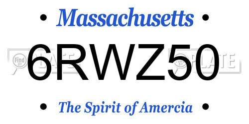6RWZ50 Massachusetts License Plate