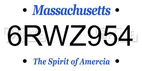 6RWZ954 Massachusetts License Plate