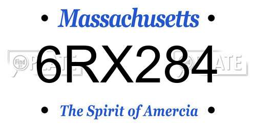 6RX284 Massachusetts License Plate