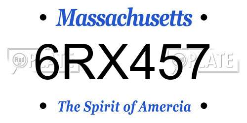 6RX457 Massachusetts License Plate