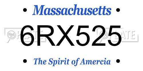 6RX525 Massachusetts License Plate