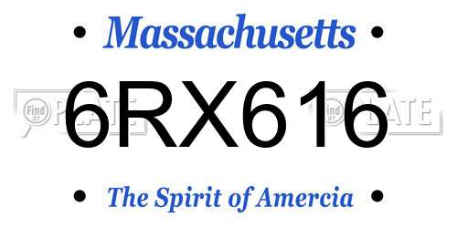6RX616 Massachusetts License Plate