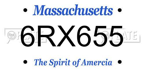 6RX655 Massachusetts License Plate