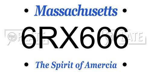 6RX666 Massachusetts License Plate