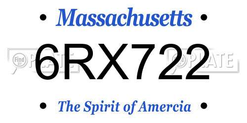 6RX722 Massachusetts License Plate