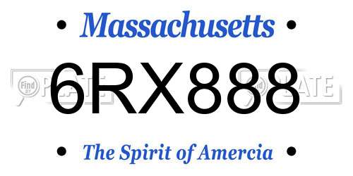 6RX888 Massachusetts License Plate