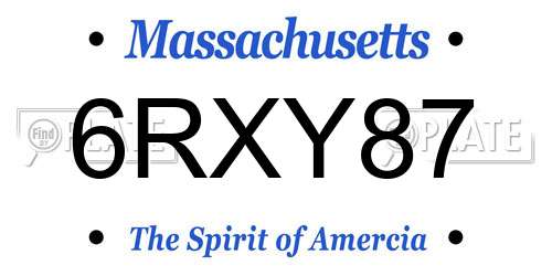 6RXY87 Massachusetts License Plate