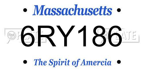 6RY186 Massachusetts License Plate