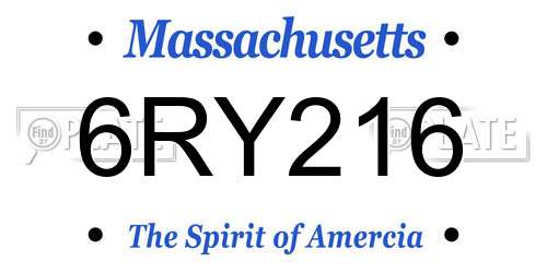 6RY216 Massachusetts License Plate