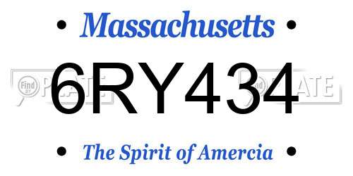 6RY434 Massachusetts License Plate