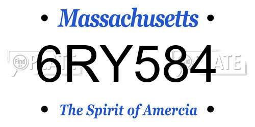 6RY584 Massachusetts License Plate