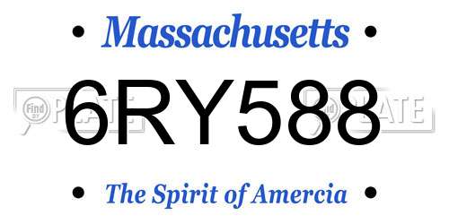 6RY588 Massachusetts License Plate