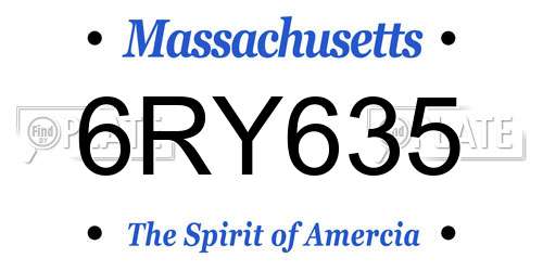 6RY635 Massachusetts License Plate