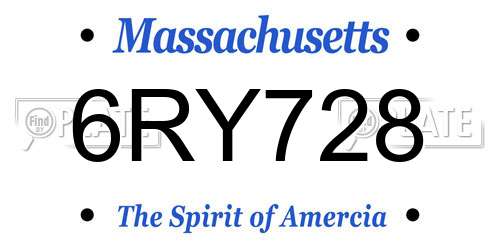 6RY728 Massachusetts License Plate
