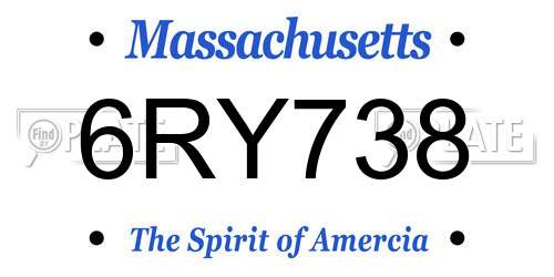 6RY738 Massachusetts License Plate