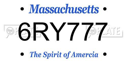 6RY777 Massachusetts License Plate