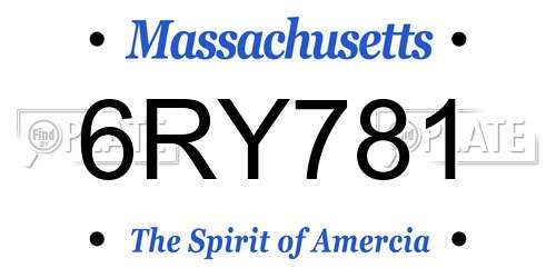 6RY781 Massachusetts License Plate