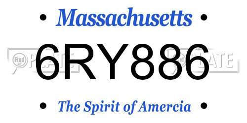 6RY886 Massachusetts License Plate