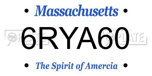 6RYA60 Massachusetts License Plate
