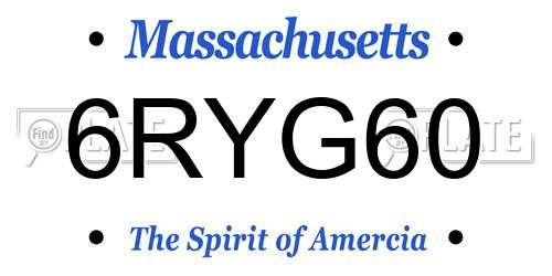 6RYG60 Massachusetts License Plate