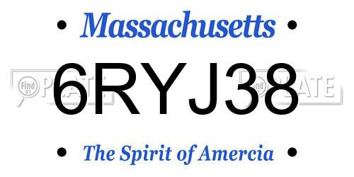 6RYJ38 Massachusetts License Plate