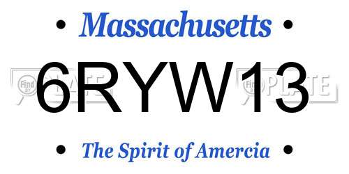 6RYW13 Massachusetts License Plate