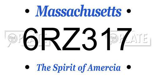 6RZ317 Massachusetts License Plate