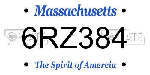 6RZ384 Massachusetts License Plate