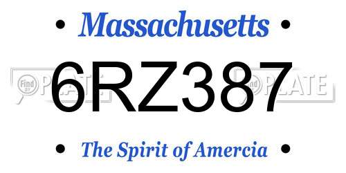 6RZ387 Massachusetts License Plate