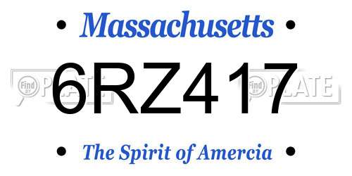 6RZ417 Massachusetts License Plate