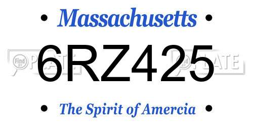 6RZ425 Massachusetts License Plate