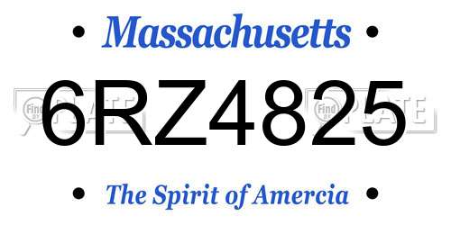 6RZ4825 Massachusetts License Plate