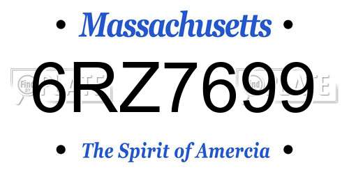 6RZ7699 Massachusetts License Plate