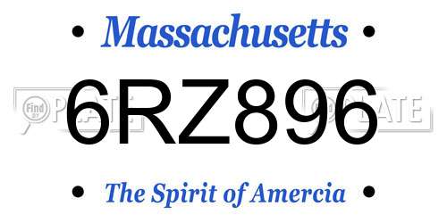 6RZ896 Massachusetts License Plate