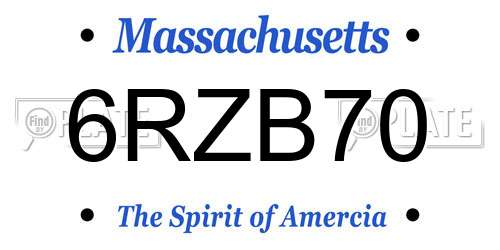 6RZB70 Massachusetts License Plate