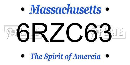 6RZC63 Massachusetts License Plate