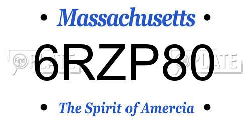 6RZP80 Massachusetts License Plate