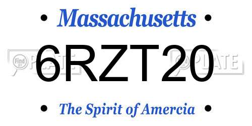 6RZT20 Massachusetts License Plate