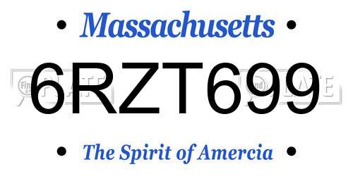 6RZT699 Massachusetts License Plate