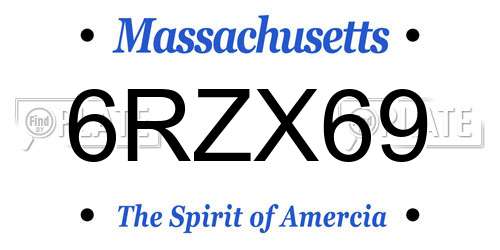 6RZX69 Massachusetts License Plate