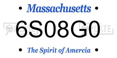 6S08G0 Massachusetts License Plate