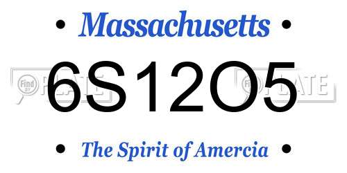 6S12O5 Massachusetts License Plate