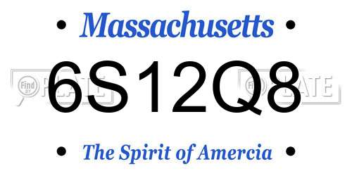 6S12Q8 Massachusetts License Plate