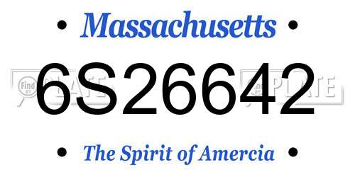 6S26642 Massachusetts License Plate
