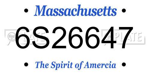 6S26647 Massachusetts License Plate