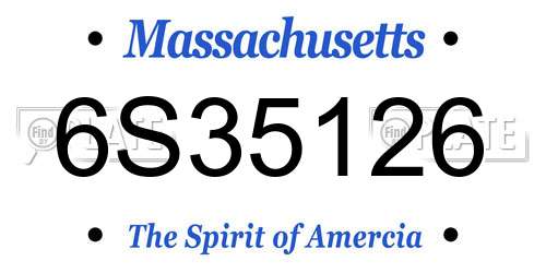 6S35126 Massachusetts License Plate