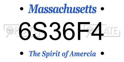 6S36F4 Massachusetts License Plate