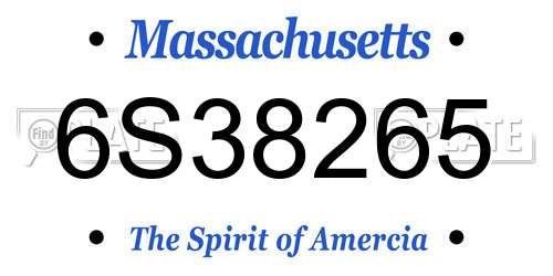 6S38265 Massachusetts License Plate